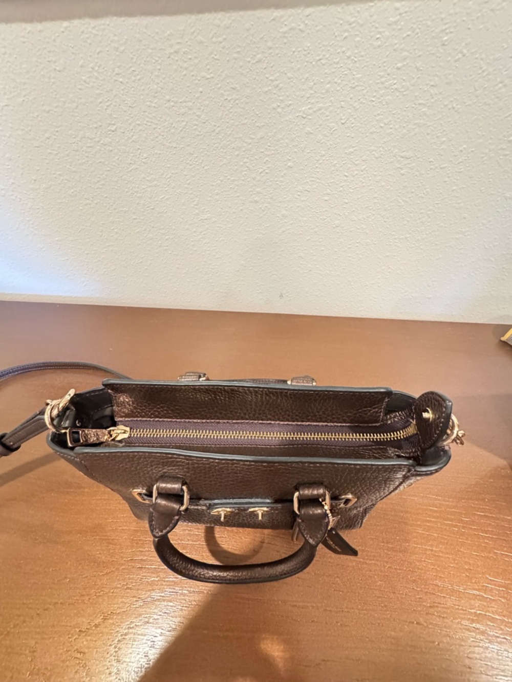 COACH Brown Pebbled Leather Satchel with Gold Hardware - like new condition. - Picture 10 of 14